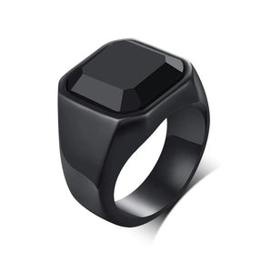 Vnox Stylish Signet Rings for Men, Male Pinky Ring with Black Square CZ Stone,Gold Color Stainless Steel Metal Jewelry ,US Size