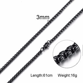 Round Box Chain for Men Boys,Gold Silver Black Plated Stainless Steel Chain Collars,Unisex Jewelry Gifts,18 to 30 Inch