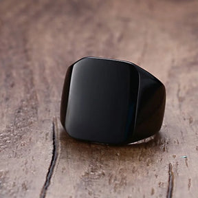 Vnox Stylish Signet Rings for Men, Male Pinky Ring with Black Square CZ Stone,Gold Color Stainless Steel Metal Jewelry ,US Size