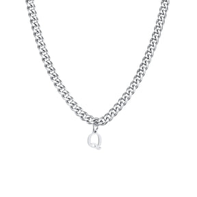 Vnox Simple A-Z Letter Necklace for Men Women, Waterproof Stainless Steel Cuban Chain Necklace, Jewelry Gift for Him