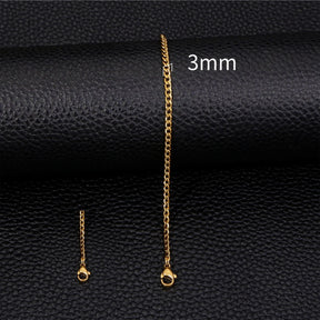 Hip Hop Stainless Steel Cuban Chain Bracelet For Women 3 5 7 mm Simple Stainless Steel Men Bracelet Gold Color Jewelry