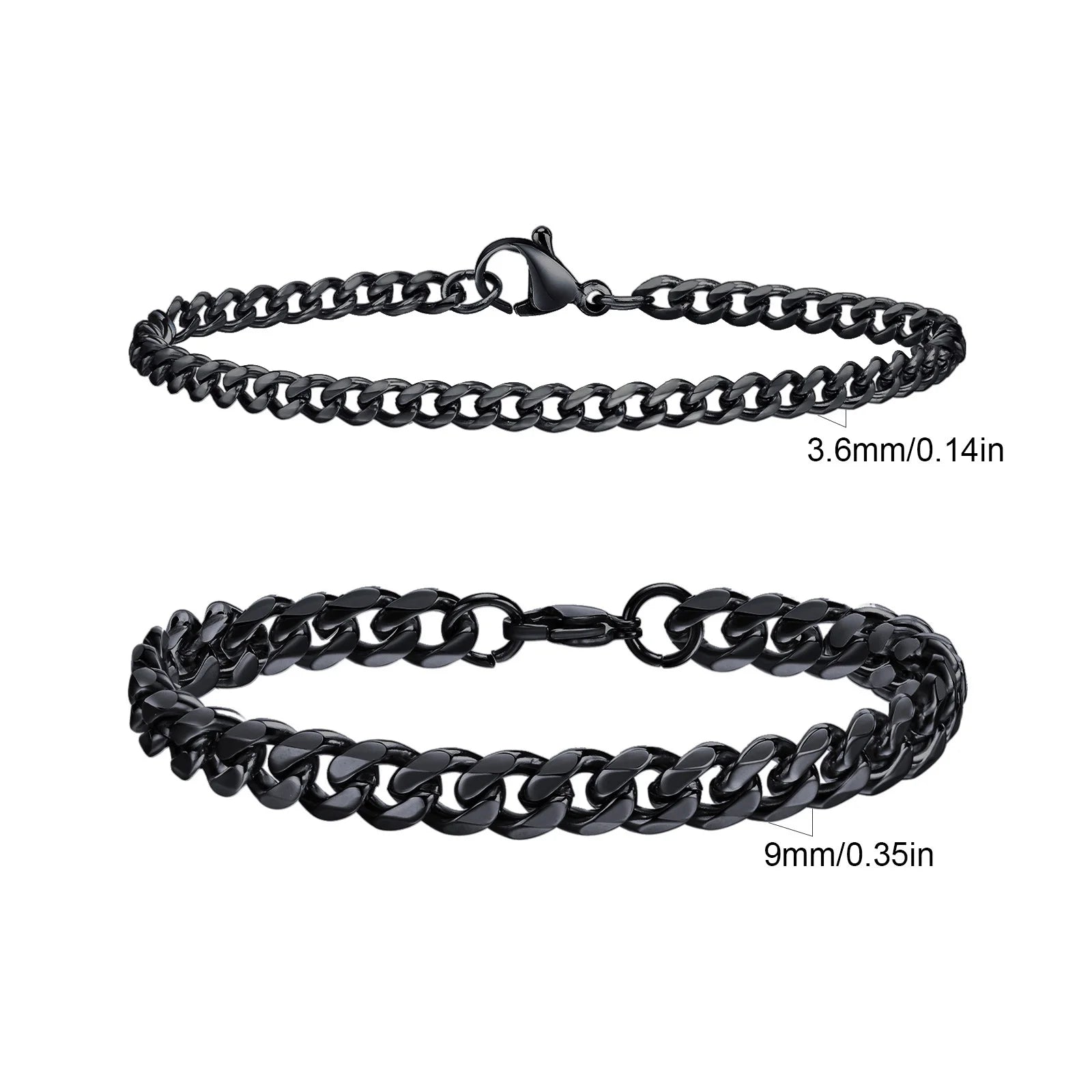 2pcs Men's Chain Bracelets,Silver Gold Black Color Stainless Steel Twisted Rope Chain,Trendy Cuban Link Chain Wristband Gift