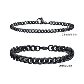 2pcs Men's Chain Bracelets,Silver Gold Black Color Stainless Steel Twisted Rope Chain,Trendy Cuban Link Chain Wristband Gift
