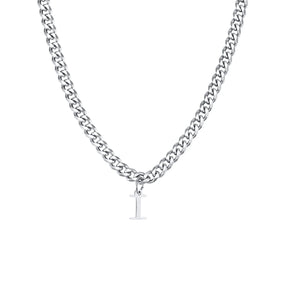 Vnox Simple A-Z Letter Necklace for Men Women, Waterproof Stainless Steel Cuban Chain Necklace, Jewelry Gift for Him