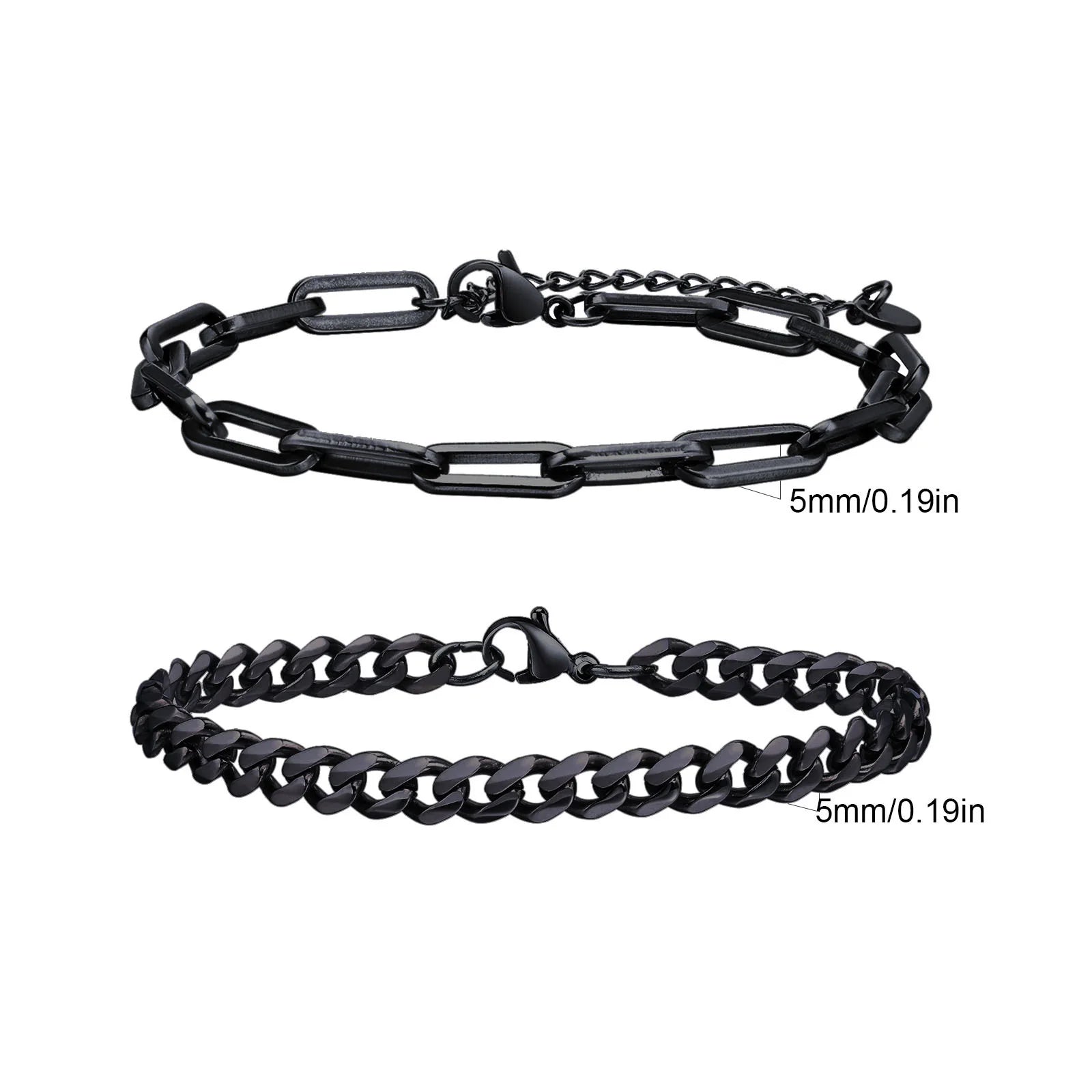 2pcs Men's Chain Bracelets,Silver Gold Black Color Stainless Steel Twisted Rope Chain,Trendy Cuban Link Chain Wristband Gift
