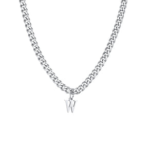 Vnox Simple A-Z Letter Necklace for Men Women, Waterproof Stainless Steel Cuban Chain Necklace, Jewelry Gift for Him