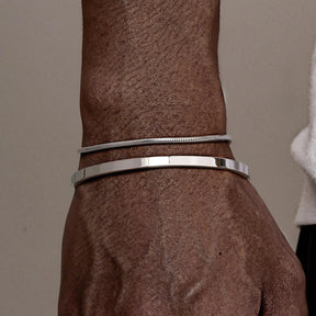 Trendy 4mm Cuff Bracelet for Men,2pcs/set Waterproof Chain LInk Adjustable Writband,Causal Jewelry Gift for Husband Dad BBF