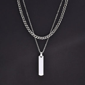 2pcs Vertical Layer Necklaces for Men Boys,Wateproof Stainless Steel Cuban Chain Collar,Stylish Men's Sweater Chain