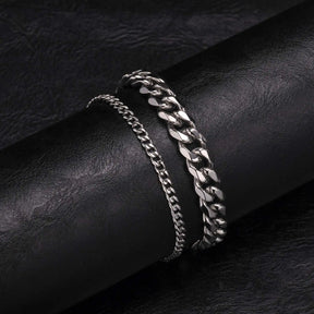 2pcs Men's Chain Bracelets,Silver Gold Black Color Stainless Steel Twisted Rope Chain,Trendy Cuban Link Chain Wristband Gift