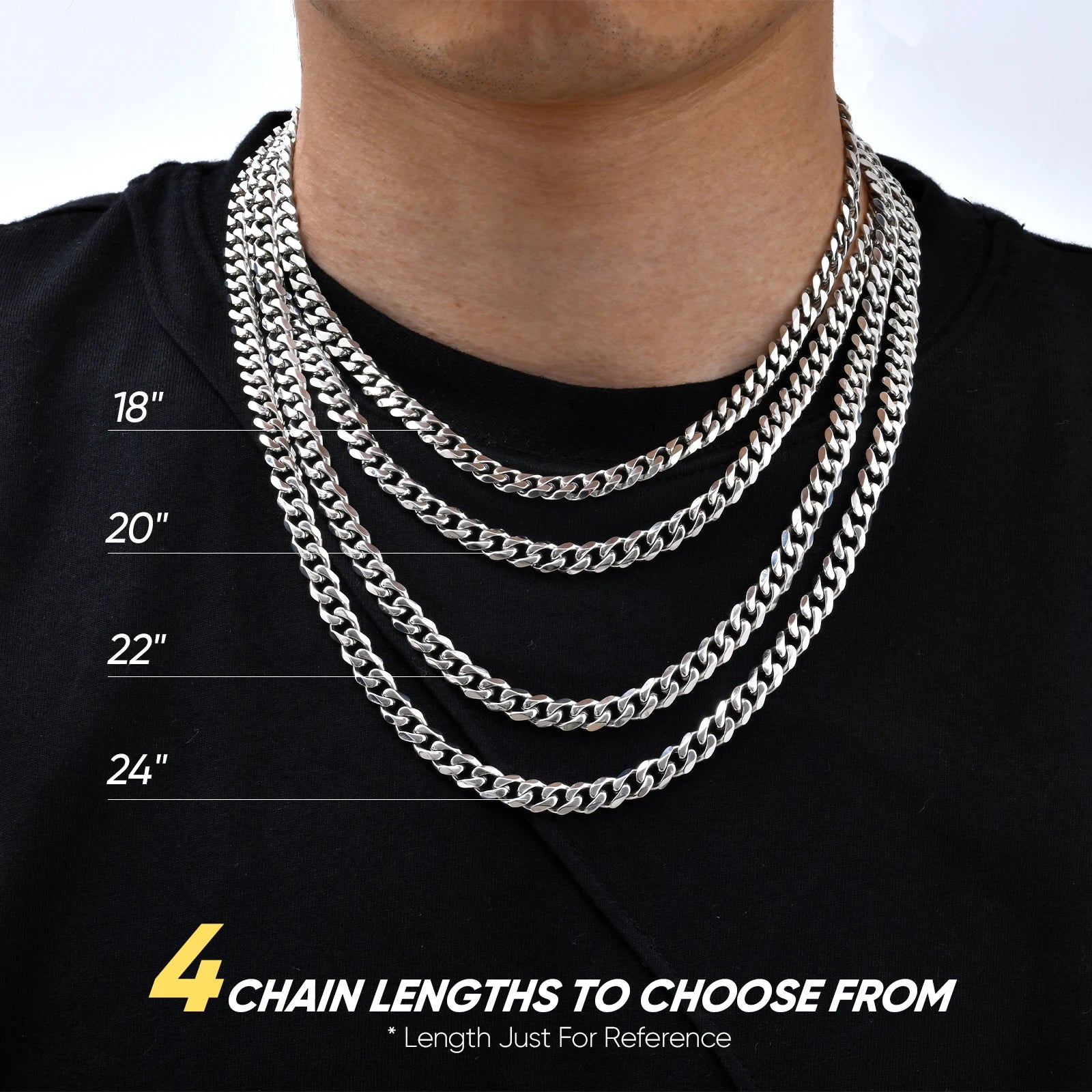 Round Box Chain for Men Boys,Gold Silver Black Plated Stainless Steel Chain Collars,Unisex Jewelry Gifts,18 to 30 Inch