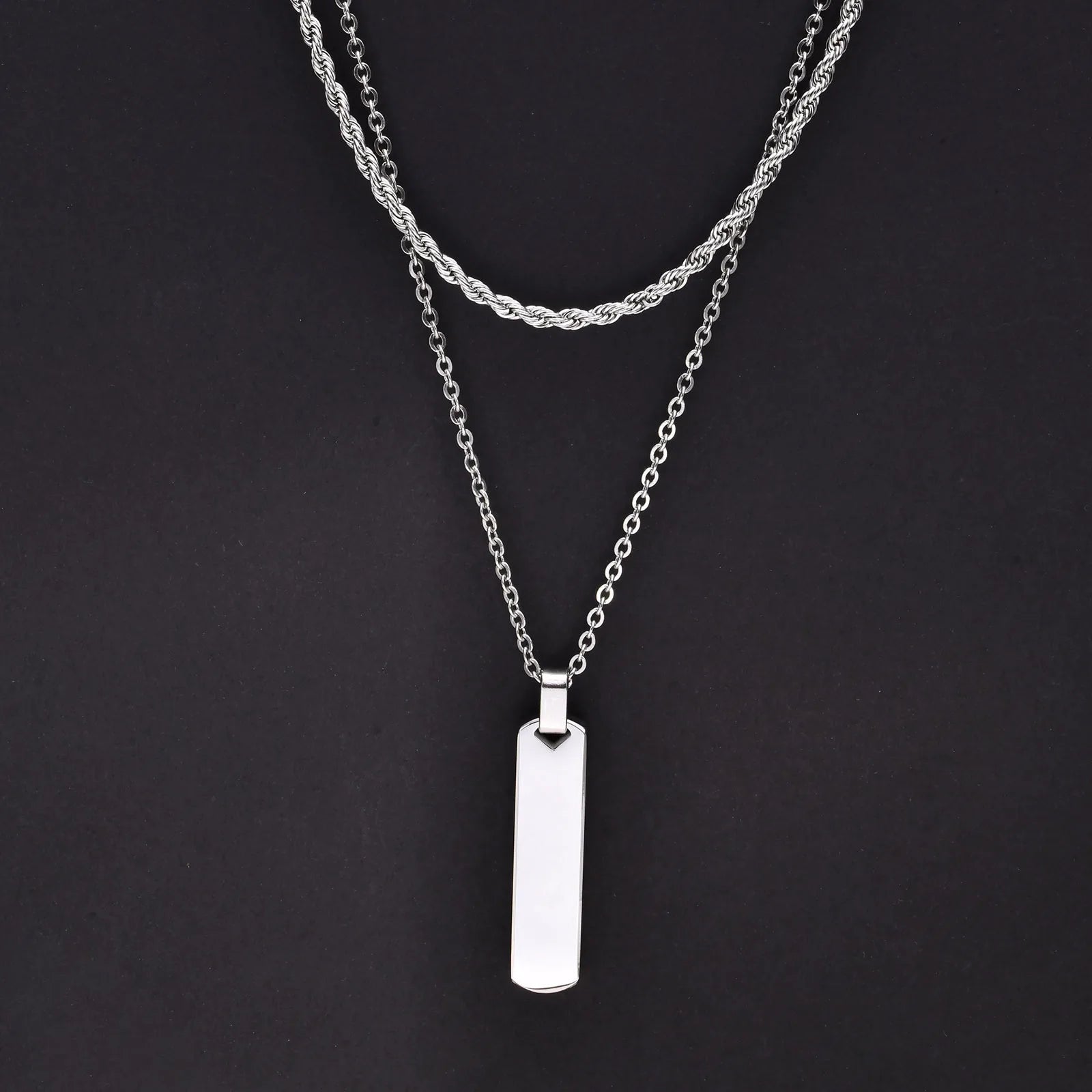 2pcs Vertical Layer Necklaces for Men Boys,Wateproof Stainless Steel Cuban Chain Collar,Stylish Men's Sweater Chain