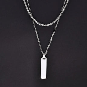 2pcs Vertical Layer Necklaces for Men Boys,Wateproof Stainless Steel Cuban Chain Collar,Stylish Men's Sweater Chain
