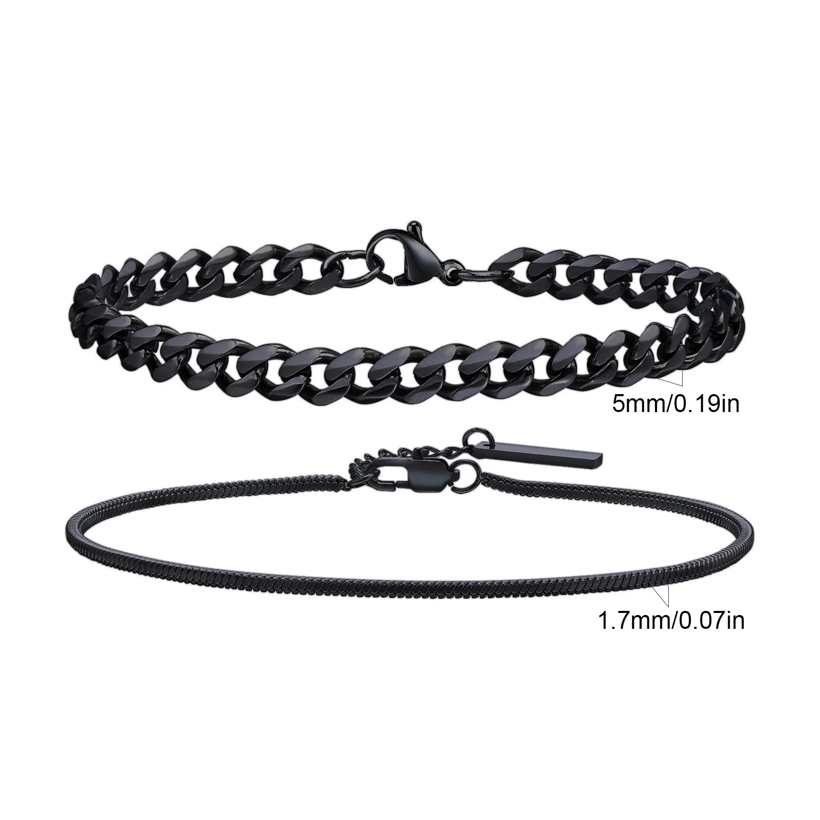 2pcs Men's Chain Bracelets,Silver Gold Black Color Stainless Steel Twisted Rope Chain,Trendy Cuban Link Chain Wristband Gift