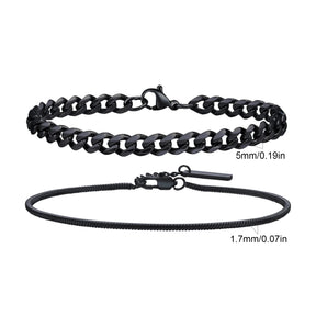 2pcs Men's Chain Bracelets,Silver Gold Black Color Stainless Steel Twisted Rope Chain,Trendy Cuban Link Chain Wristband Gift