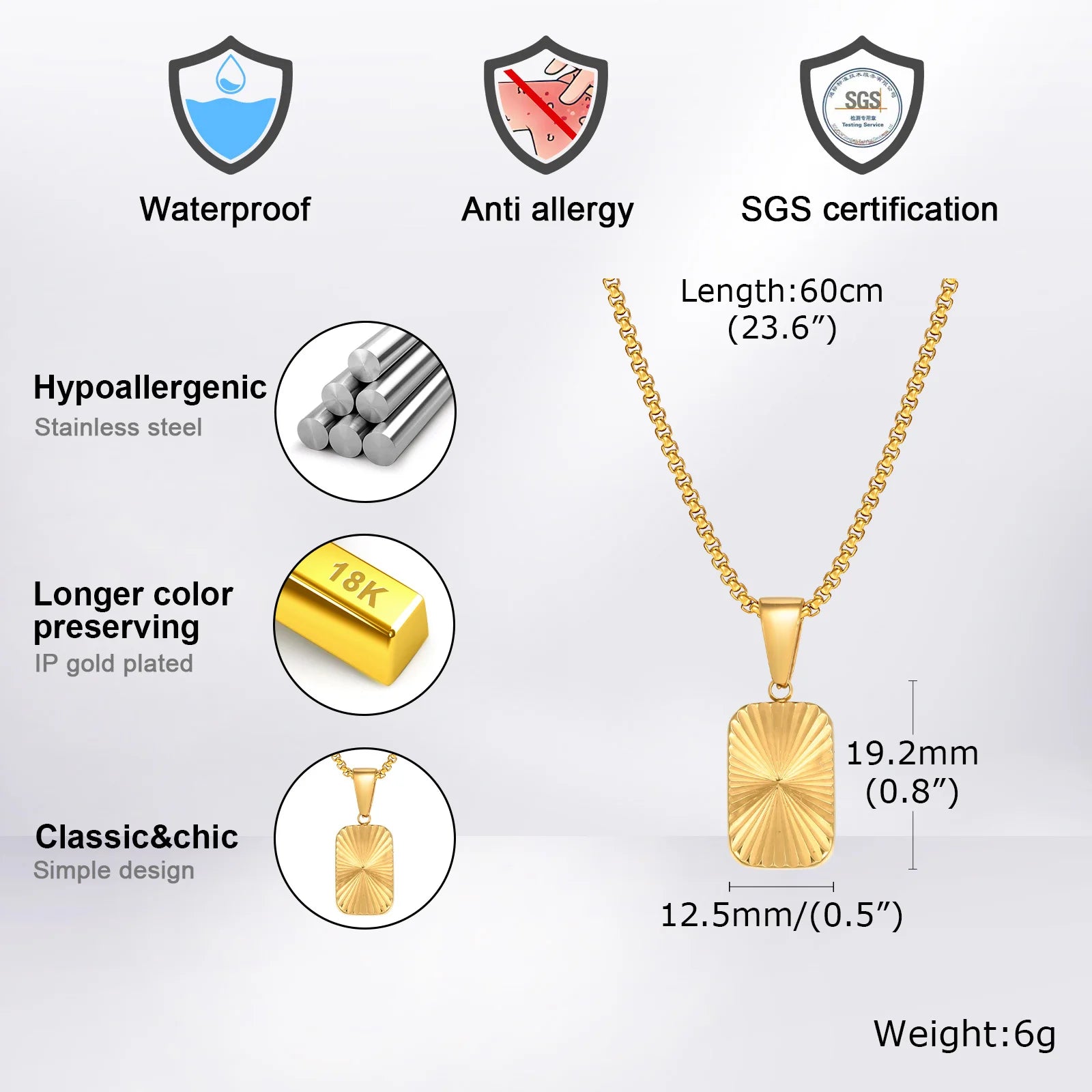 Colar Sunburst Square