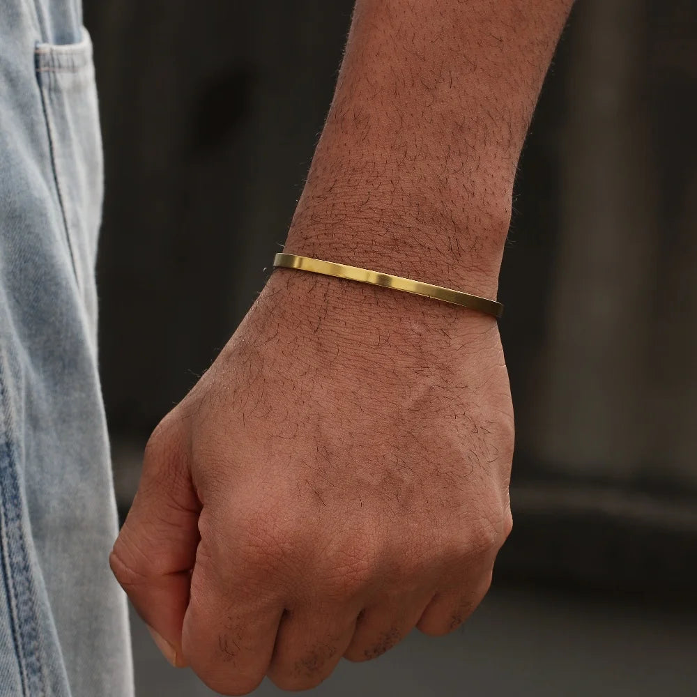 3mm Stainless Steel Cuban Chain Bracelet Men's Street Hip Hop Jewelry Accessories Adjustable Open Bracelet