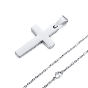 Waterproof Cross Necklaces for Men Male Gifts Jewelry, Anti Allergy Stainless Steel Plain Cross Pendant with Rope Chain