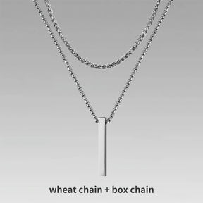 Vnox 3D Vertical Bar Necklaces for Men, Layering Stainless Steel Geometric Pendant, Layered Wheat Rope Cuban Chain, Boy Collar