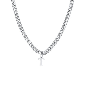 Vnox Simple A-Z Letter Necklace for Men Women, Waterproof Stainless Steel Cuban Chain Necklace, Jewelry Gift for Him